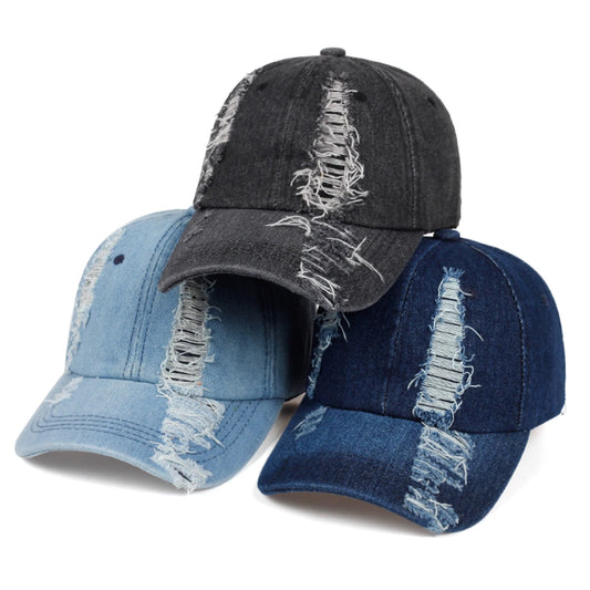 Unisex Light Solid Color Perforated Denim Baseball Caps Spring Autumn Outdoor Adjustable Casual Hats Sunscreen Hat