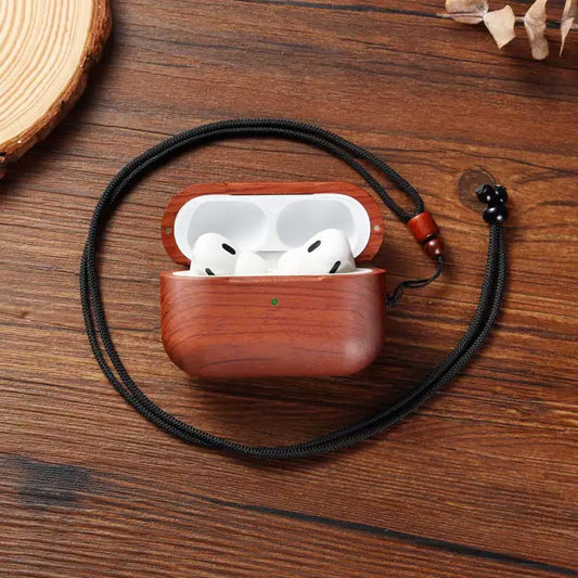 Airpod case, Earphone case for Airpods 1/2 3 4 Pro 2,wooden headphones protective case with lanyard,and Woods can be selected