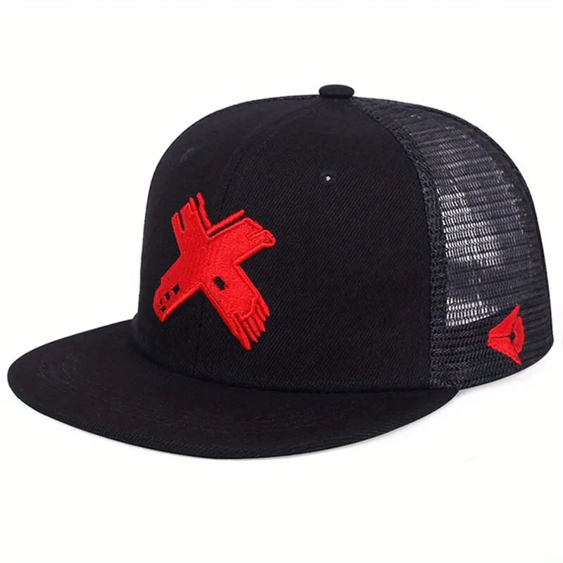 Unisex X Letter Embroidery Hip-hop Net Hats Outdoor Adjustable Casual Baseball Caps Sunscreen Hat