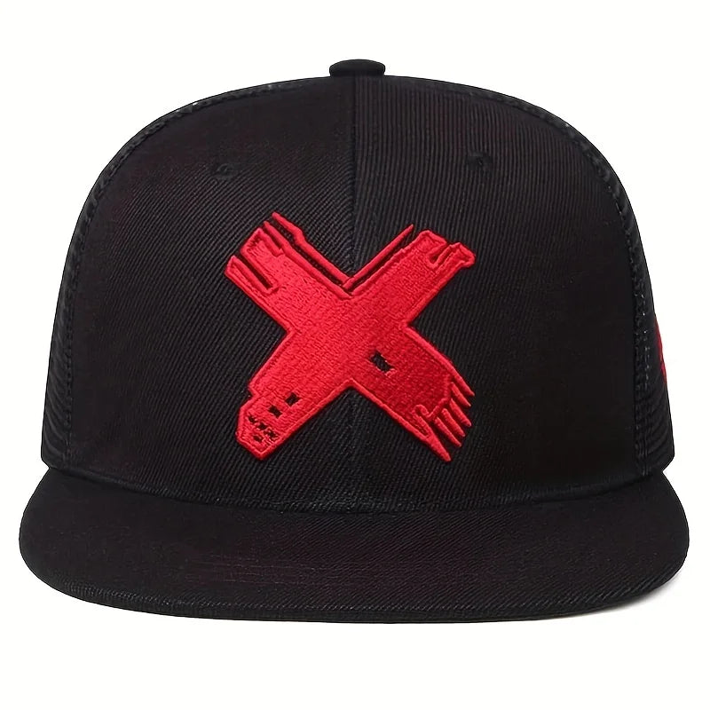 Unisex X Letter Embroidery Hip-hop Net Hats Outdoor Adjustable Casual Baseball Caps Sunscreen Hat