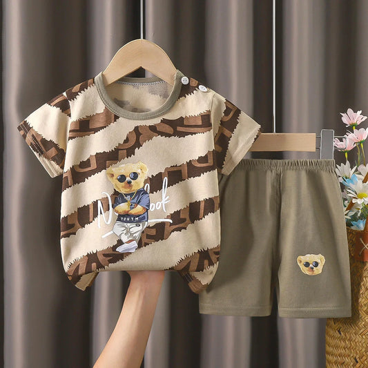 2PCS Children Clothing Suit summer cartoon Children's Sets Cotton T-Shirts Shorts Boys Girls Short sleeve Kids Clothes